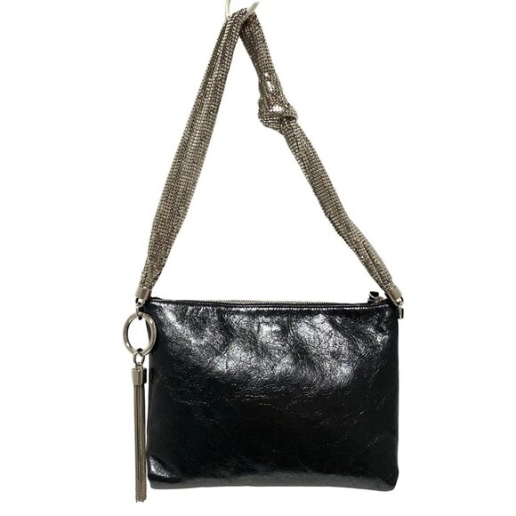 Auth JIMMY CHOO - Black Silver Leather Hardware Shoulder Bag - Picture 2 of 8